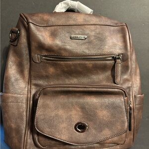 Brown Leather Women’s Backpack Purse Shoulder Strap Included